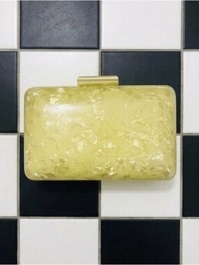 Circus by Sam Edelman Yellow Marbled Resin Rectangle Clutch